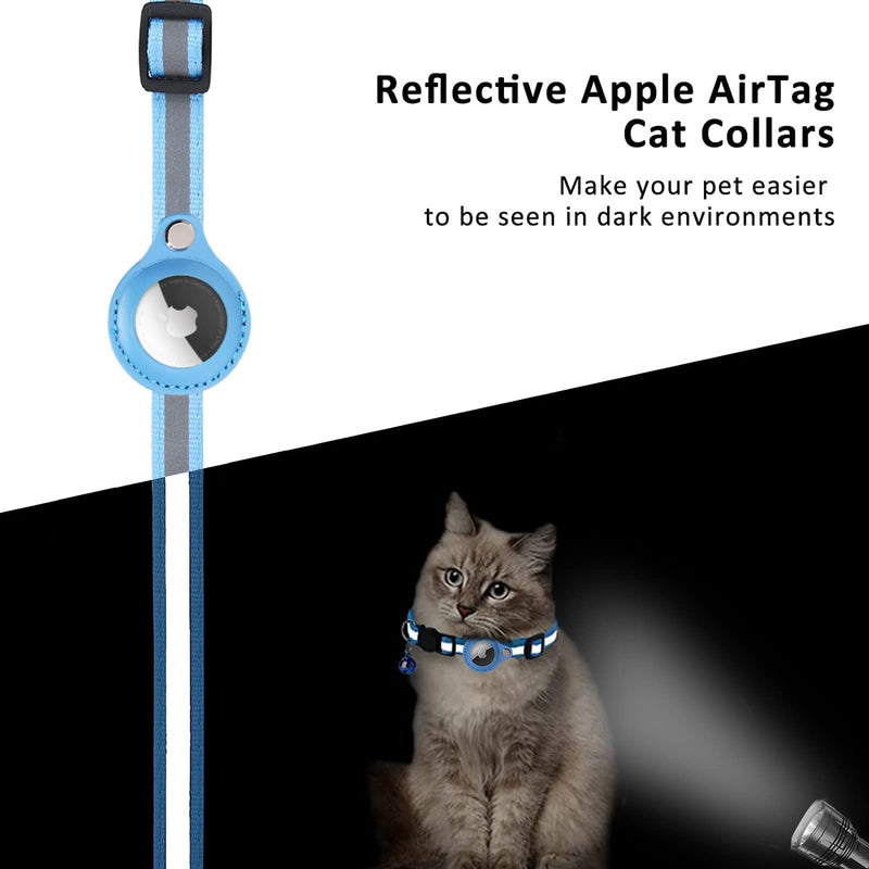 KOLACEN Reflective AirTag Cat Collar, Airtag with Airtag Case and Bell, Adjustable Airtag Cat Collar with Breakaway Safety Buckle for Puppies Cats Kittens (Blue) Blue - BeesActive Australia