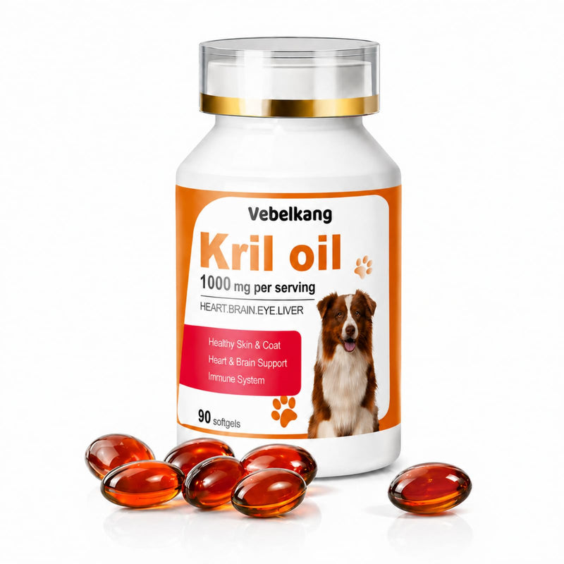 Krill Oil Omega 3 Supplement for Dogs, Allergy & Itch Relief, Skin and Coat Support for Shedding, Softgels for Joint Health with EPA DHA & Astaxanthin, 90 Count 1 bottle