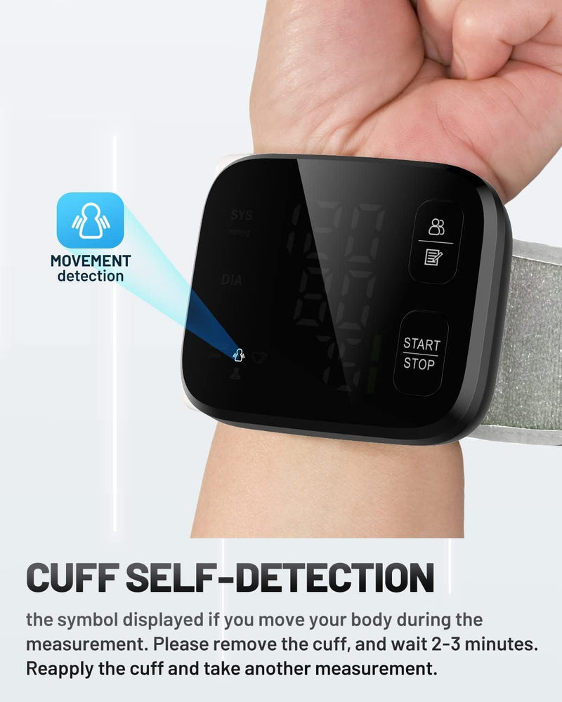 Blood Pressure Monitor LED Backlit Display Automatic Wrist Cuff Blood Pressure Monitors for Home Use 120x2 Reading Memory with Carrying Case, Black - BeesActive Australia
