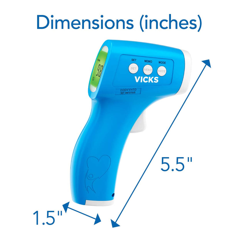 Vicks Non-Contact Infrared Thermometer for Forehead, Food and Bath – Fast, Reliable, and Clinically Proven Accuracy for Adults, Babies, Toddlers and Kids 1 Count (Pack of 1)