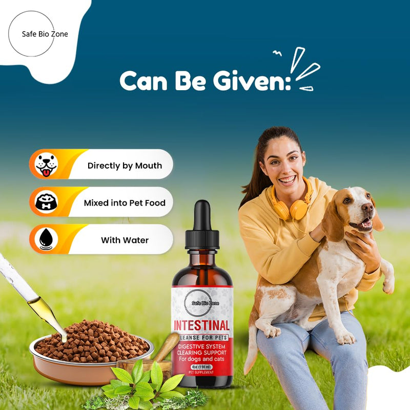 Safe Bio Zone- Intestinal Cleanse for Dogs and Cats, Digestive and Intestinal Support, Liquid Herbal Supplement for Gut, Health and Support, Promotes Beneficial Flora Growth, 4 Fl Oz - PawsPlanet Australia
