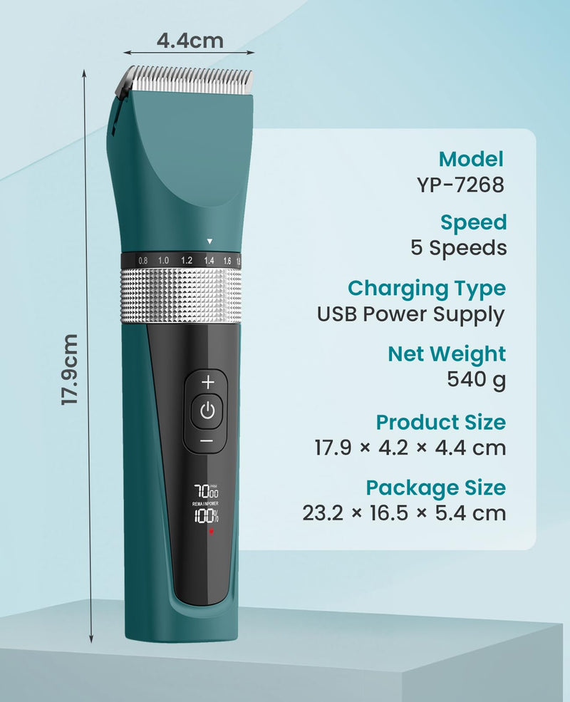 oneisall Cat Clippers for Matted Hair, 5-Speed Quiet Cat Grooming kit, Cordless Cat Shaver for Long Hair,Waterproof Cat Hair Trimmer, Pet Clippers for Cats(Green) Green - BeesActive Australia