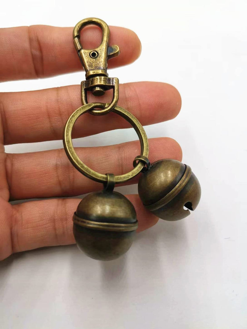 Cat Dog Collar Copper Bells Brass with Key Ring Clip Vintage Bronze Jingle Bells for Pet Tracking - BeesActive Australia