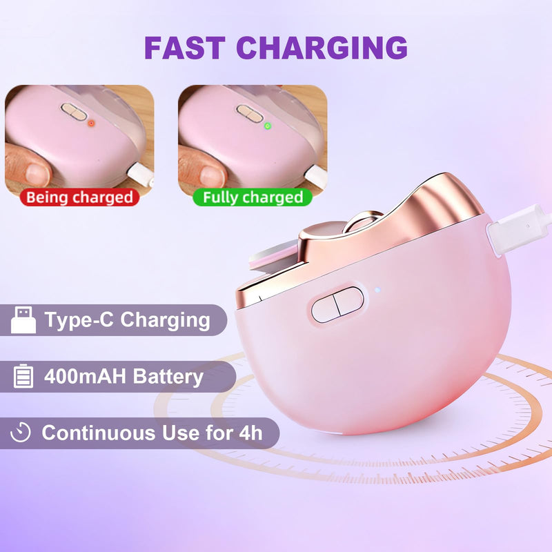 Electric Nail Clipper, 2 in 1 Electric Nail Clippers for Seniors and Adults, Baby Automatic Nail Clipper with Polishing, Light & Storage, Smart Nail Clipper 2-Speed for Fingernail (Pink) Pink - BeesActive Australia