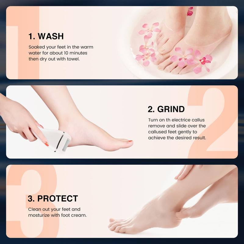 Electric Foot Callus Remover, Rechargeable Portable Electronic Foot File Pedicure Kit, Pedicure Tools for feet, 3 Roller Heads, 3 Speed, Battery Display for Remove Cracked Heels Calluses（BCM-1852） - BeesActive Australia