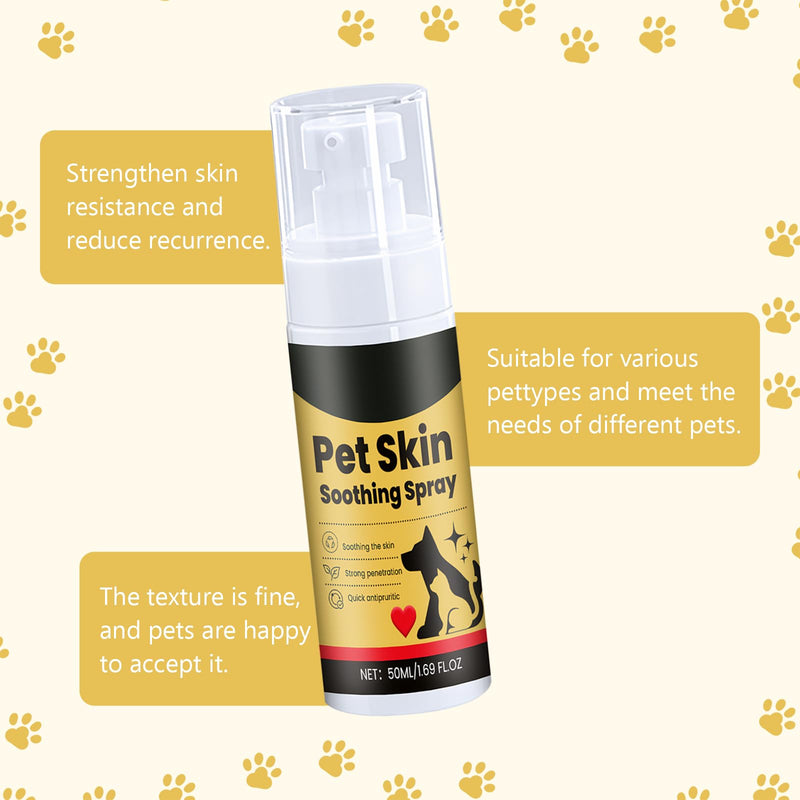 2 PCS Pet Skin Treatment Spray Multifunctional Pet Skin Soothing Spray Natural and Gentl for Dogs and Cats Effectively Soothing Dry (50ml)
