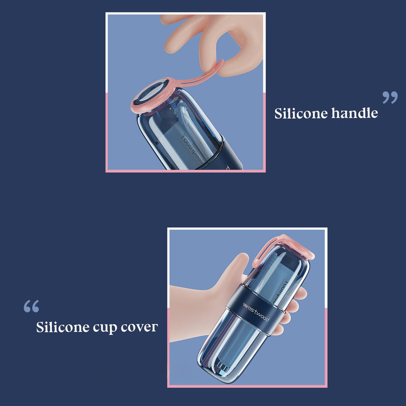 Luxury Transparent Pink Plastic Travel Toothbrush Holder Case with Cover, Portable Travel Toothbrush Cup, Storage Container for School Camping Business Trip Bathroom Light Pink