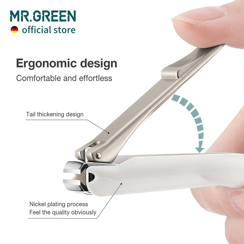 MR.GREEN Nail Clippers Anti Splash Fingernail Cutter Stainless Steel Manicure Tools Nail Scissors Detachable Design Nail Trimmer (L+Nano Glass File) Large with Nano Glass File
