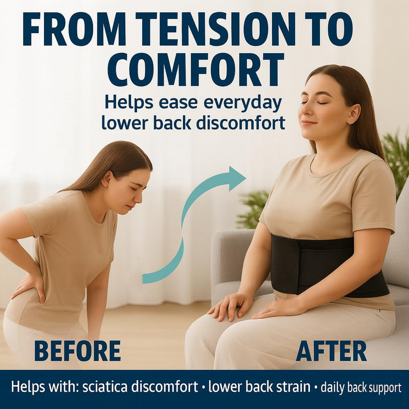 Breathable Mesh Back Brace for Lower Back Pain Relief, Adjustable Lower Back Brace with Flexible Stays, Thin & Elastic Back Support for Women & Men, Ideal for Work, Workouts (Fits Waist 31.1"-53.15") L/XL(Waist 42.52"-53.15") - BeesActive Australia