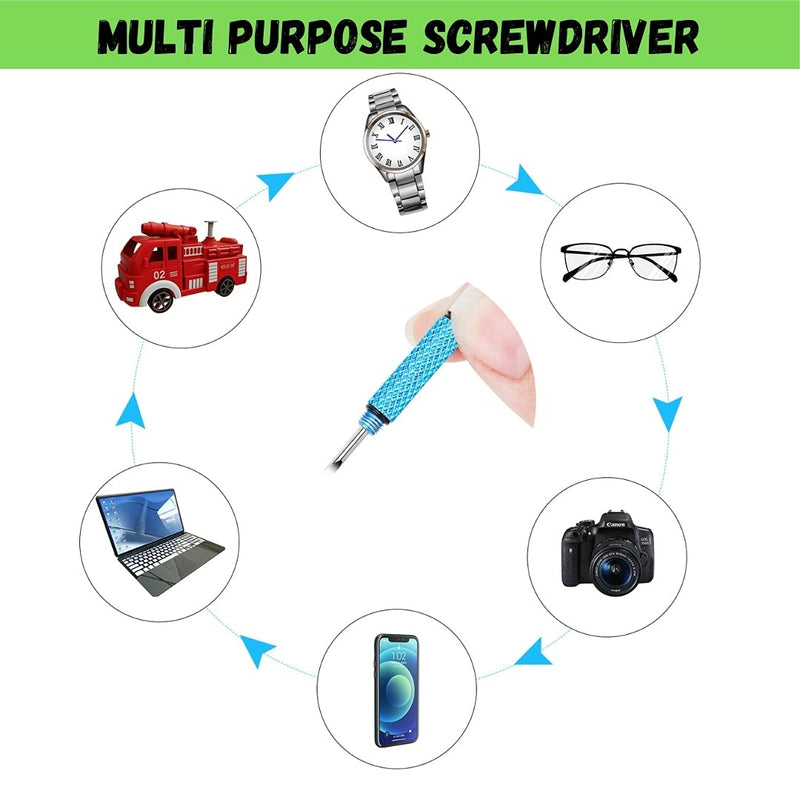 UNEAK - Eyeglass Screwdriver Repair Kit Precision 3 in 1 Mini Screwdrivers Set Keychain Glasses, Sunglasses, Sunglass, Watch, Electronics, Jewelry, Eyeglasses, Flat Head, Phillips, Hex Blue