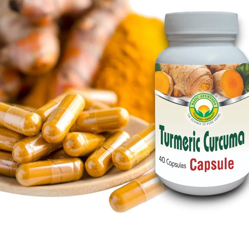 BASIC AYURVEDA Turmeric Curcuma Supplement - 460MG+ | 40 Capsules