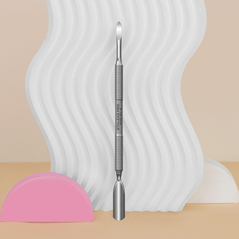Staleks Pro Manicure Pusher SMART 51 Type 3 – Wide Cuticle Pusher and Nail Cleaner – Dual-Ended Stainless Steel Tool