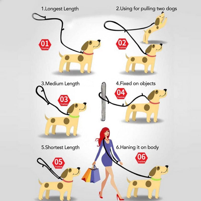 Hands Free Dog Leash, JKC Multi-Functional Dog Training Leads, 9.8ft Strong and Durable Nylon Double Leash for Medium & Large Dogs