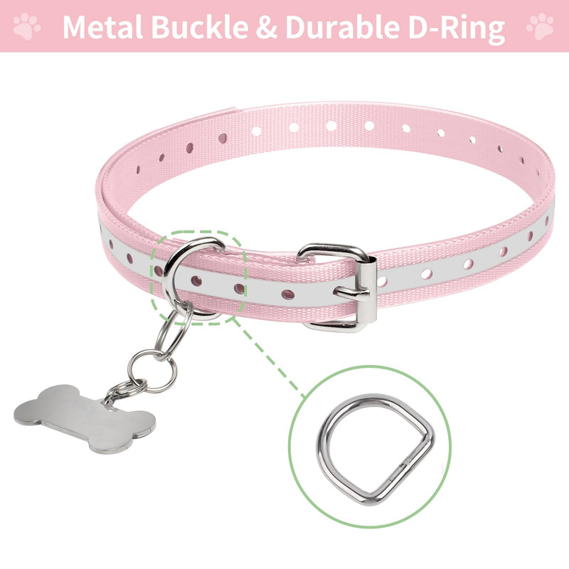 Shock Collar Replacement Collar Strap, Waterproof Odorless Reflective TPU Dog Collar, 3/4 Inch Adjustable Dog Collar with Metal Buckle - All Brands Pet Training Bark Shock Collars(Pink & Green) - BeesActive Australia
