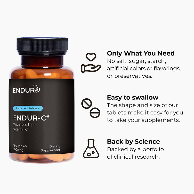ENDUR-C - Vitamin C + Rose Hips - SR (Sustained Release) 1000 mg (150 ct) 150 Count (Pack of 1)