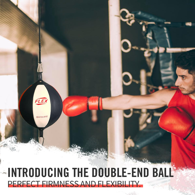 Flex Double End Punching Bag - Bungee Cords w/Special Flex Adjustable System - Durable Bladder Speed Bag - Boxing Training Equipment for Adults - Home Gym Accessories Round - BeesActive Australia