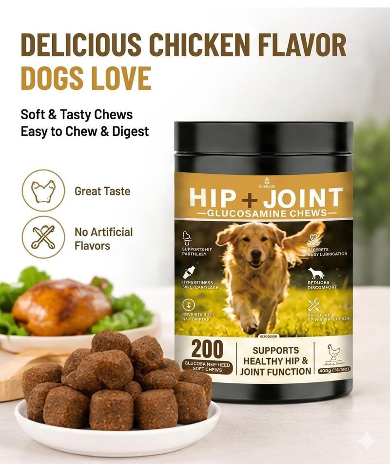 Joint Care Supplements for Dogs – Supports Healthy Joints,Mobility & Cartilage,Natural Ingredients,Vet-Approved Soft Chews for All Breeds & Ages-200Ct
