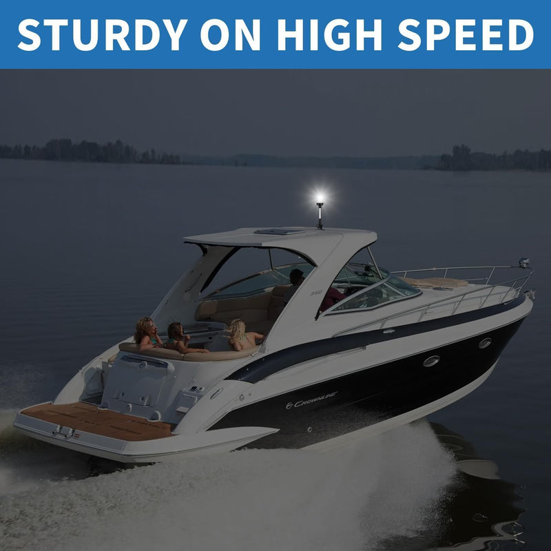 Obcursco Boat Stern Lights, 2NM 360° LED Anchor Light, IP67 Waterproof Bimini Top Lighting, Fold-Down White Navigation Lighting for Pontoon, Marine, Yacht, and Fishing Boats(18'' Horizontal Swing) 18''Horizontal Swing