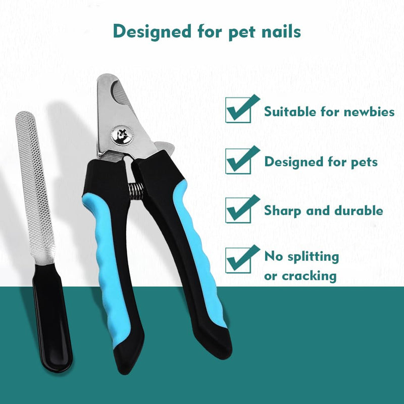 Claw Scissors for Dogs and Cats with Nail File Stainless Steel Claw Trimmer for Dogs Claw Care Cutter for Pets Nail Clippers Large with Safety Guard 6" Inch - BeesActive Australia