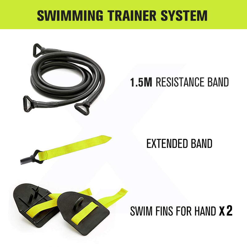 Dryland Powercord with Paddles,Swimming Arm Strength Trainer, Professional Freestyle Swimming Resistance Exercise Bands Set A Basic Set(40lbs) - BeesActive Australia