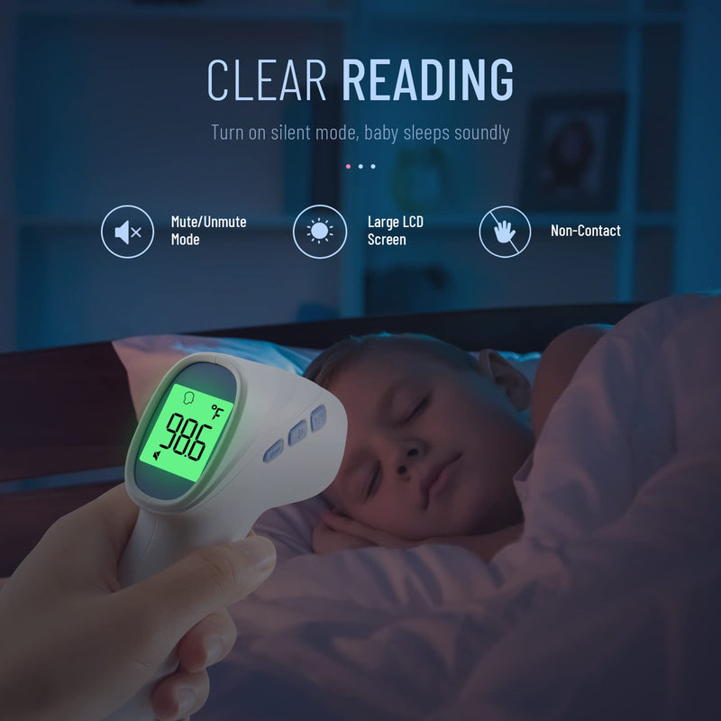 Forehead Thermometer for Adults and Kids, Digital Baby Thermometer with Fever Alarm, Fast Accurate Results, Home Medical & Nurse Essentials White