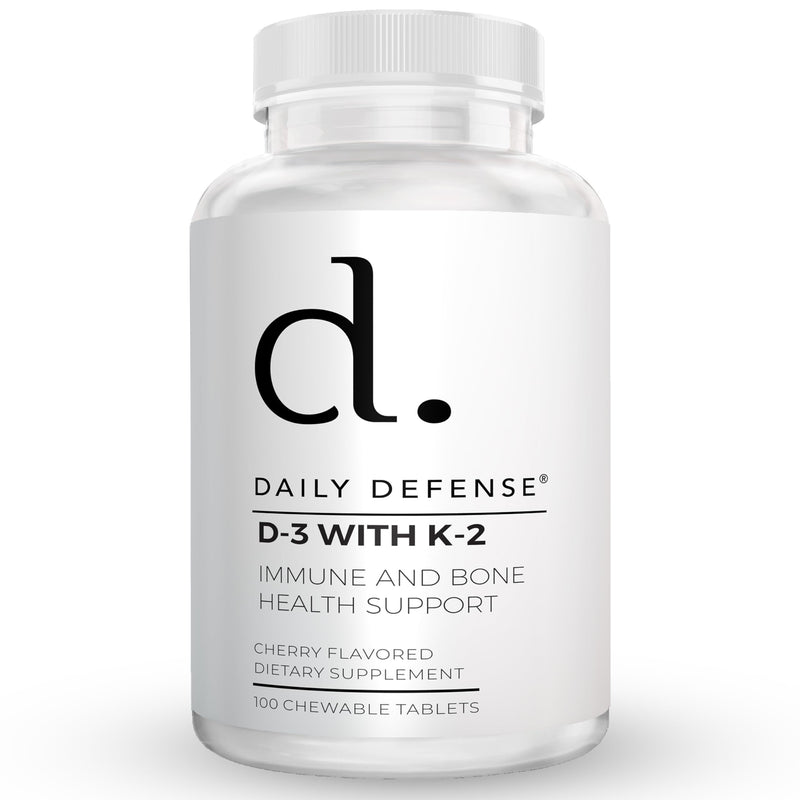 Immune Defense Supplements Vitamin D3 K2 2000IU for Heart Health, Daily Immune Support, Mental Clarity, & Muscle Function - 100 Chewable Tablets