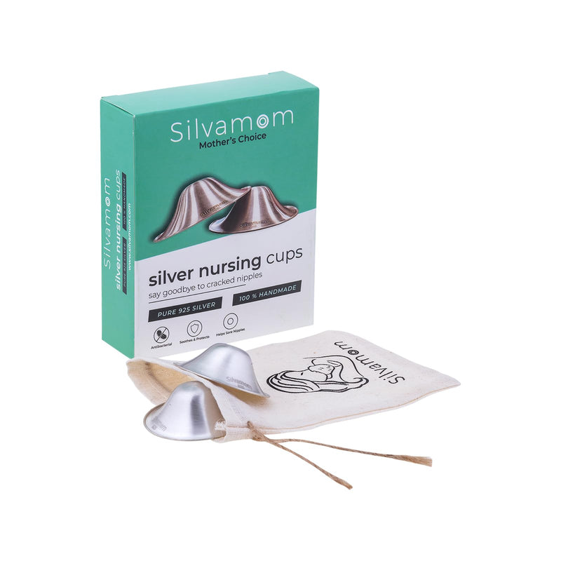 Silvamom® The Original Silver Nursing Cups | Nipple Shields for Nursing Newborn Breastfeeding | 925 Silver | Nickel Free | Newborn Essentials Must Haves | Soothies and Protect (Regular Size) Regular Size - BeesActive Australia