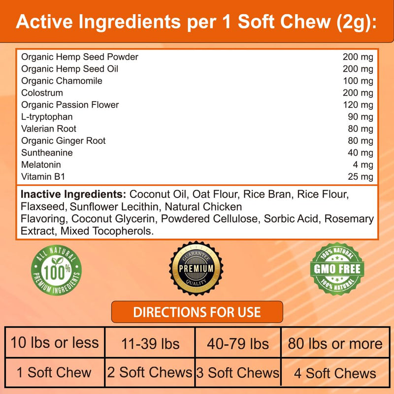 Dog Calming Tablets that work CALMS Fear, Stress, Separation Anxiety, Travel Calming Dog Treats DAILY Dog Calming Chews TASTY Calming Tablets for Dogs CHICKEN Dog Calming Tablets Dog calming products