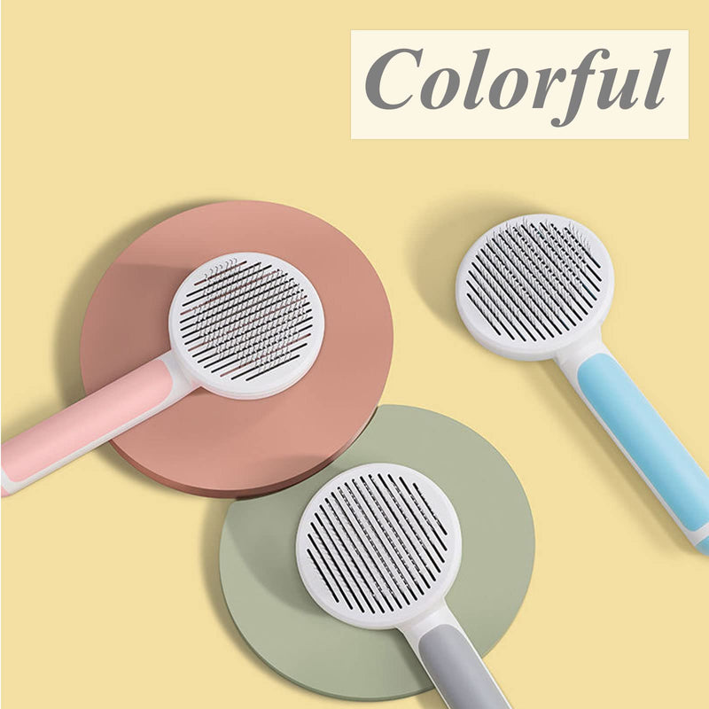 Pet Grooming Brush, Self Cleaning Slicker Brush for Dogs and Cats, Removes Undercoat Loose Hair, Mats, Tangled and Dirt, Massages, All Hair Types (Pink) Pink - BeesActive Australia