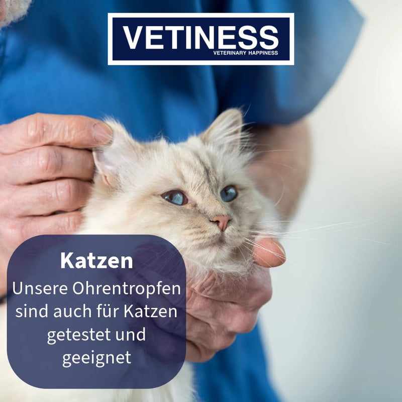 Vetiness Ear Cleaner for Dogs and Cats 100 ml | Ear drops with salicylic acid, lactic acid and lavender oil | Ear care & removes dirt and residue | Ear mites | Ear cleaner dog 100 ml ear cleaner - BeesActive Australia