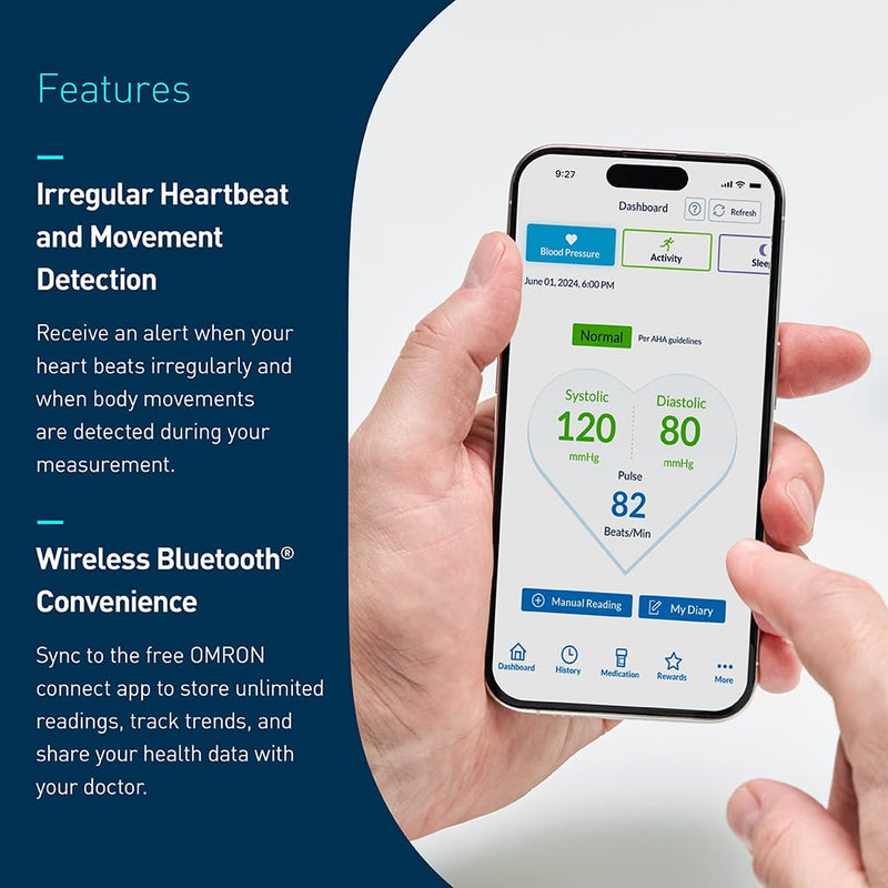 OMRON Bronze Blood Pressure Monitor for Home Use & Upper Arm Blood Pressure Cuff - #1 Doctor & Pharmacist Recommended Brand - Clinically Validated - Connect App 14 Readings - BeesActive Australia