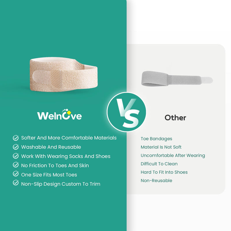 Welnove Hammer Toe Straightener - 8 Pack Broken Toe Wraps - Hammer Toe Corrector for Women - Toe Splints for Crooked Toes, Curled Toes, Bent Toes - (Large, Beige) Large - BeesActive Australia