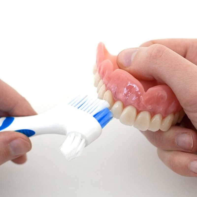 Denture Brush, 2 Pcs False Teeth Toothbrush with White Carrying Case, Multi-Tiered Bristles with Comfort Grip Handle for Effective Denture Cleaning - BeesActive Australia