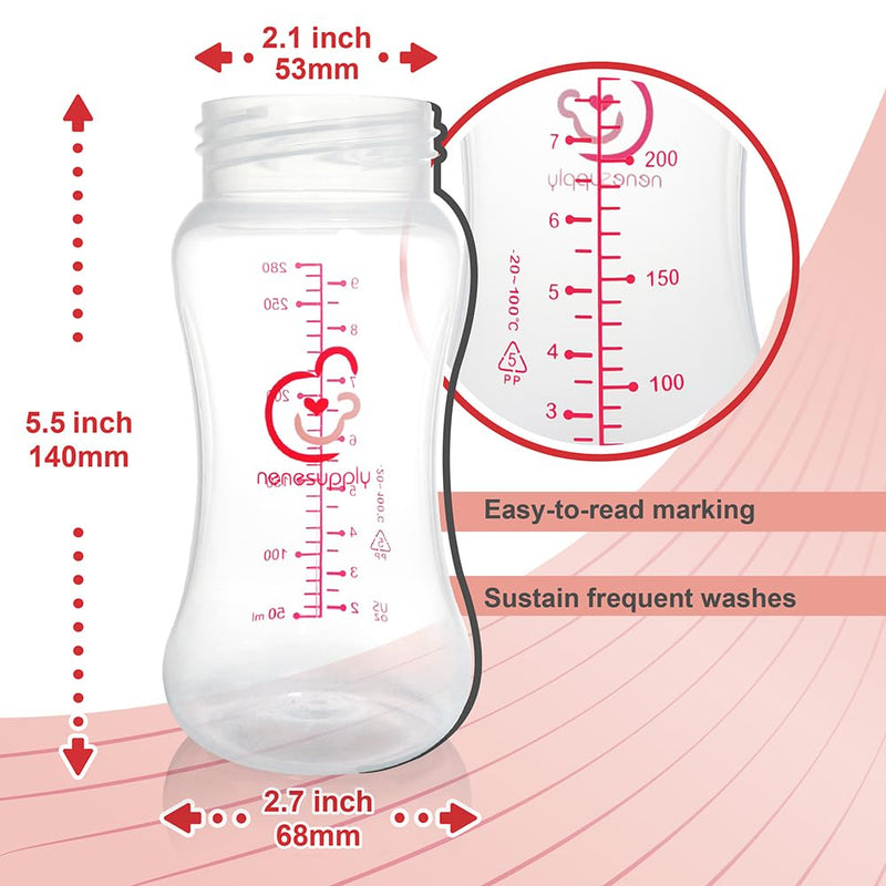 Nenesupply 9oz 4 Count Wide Neck Breast Pump Bottles Use as Bottles for Pumping with Spectra S1 Spectra S2 9 Plus Breast Pumps. Pump Bottles for Spectra Pump. Breastmilk Storage and Collection Bottles 9 Ounce (Pack of 4) - BeesActive Australia