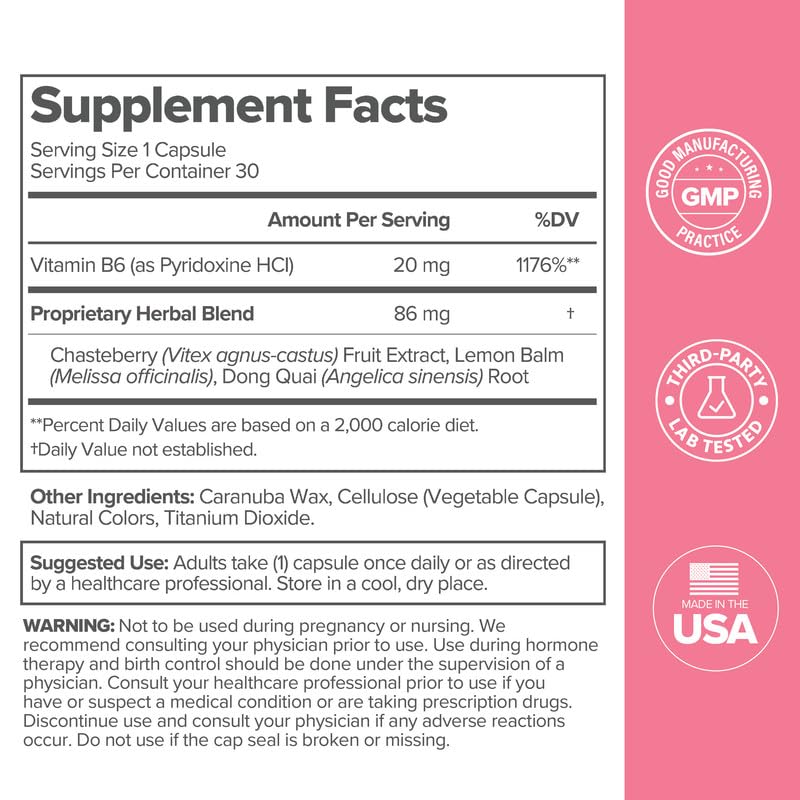 FLO PMS for Hormonal Breakouts, Bloating, Cramps, & Mood – 30-Day Supply PMS Capsules (pack of 1)