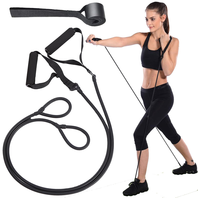 Exercise Bands Resistance Bands Set with Door Anchor & Handles Pull Ups Rope for Working Out,Pilates,Physical Therapy,Strength Training,Fitness,Lose Weight,Yoga,Boxing Women Man Legs Arms. Black