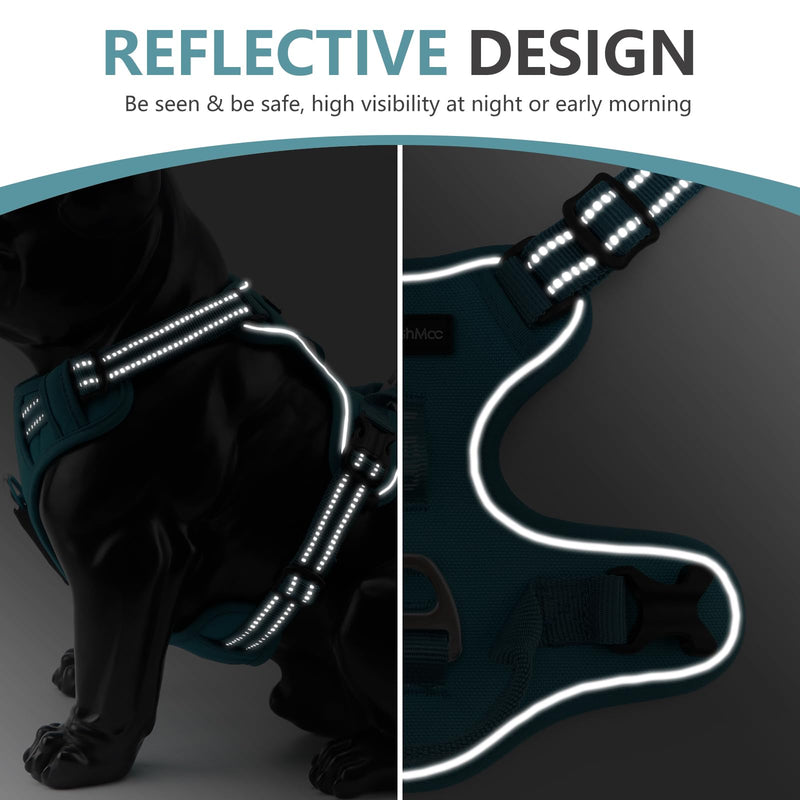 No Pull Dog Harness, Reflective Soft Breathable Mesh Oxford Harness for Dogs, 2 Metal Rings & 4 adjustable buckles Pet Vest Easy Control Handle for Training and Walking (Blue, XS) Blue - BeesActive Australia