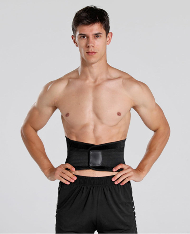 Waist Trimmer Belt for Men, Trainer Tummy Control, Adjustable Wide Sweat Wrap Body Shaper for Back Lumbar Support Medium Black