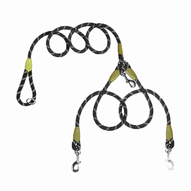 Hands Free Dog Leash 2 Dogs 7.5ft Rope Crossbody Dog Leash for Two Dogs Reflective for Large Medium Small Dogs Walking, Jogging and Running Black two leashes - BeesActive Australia