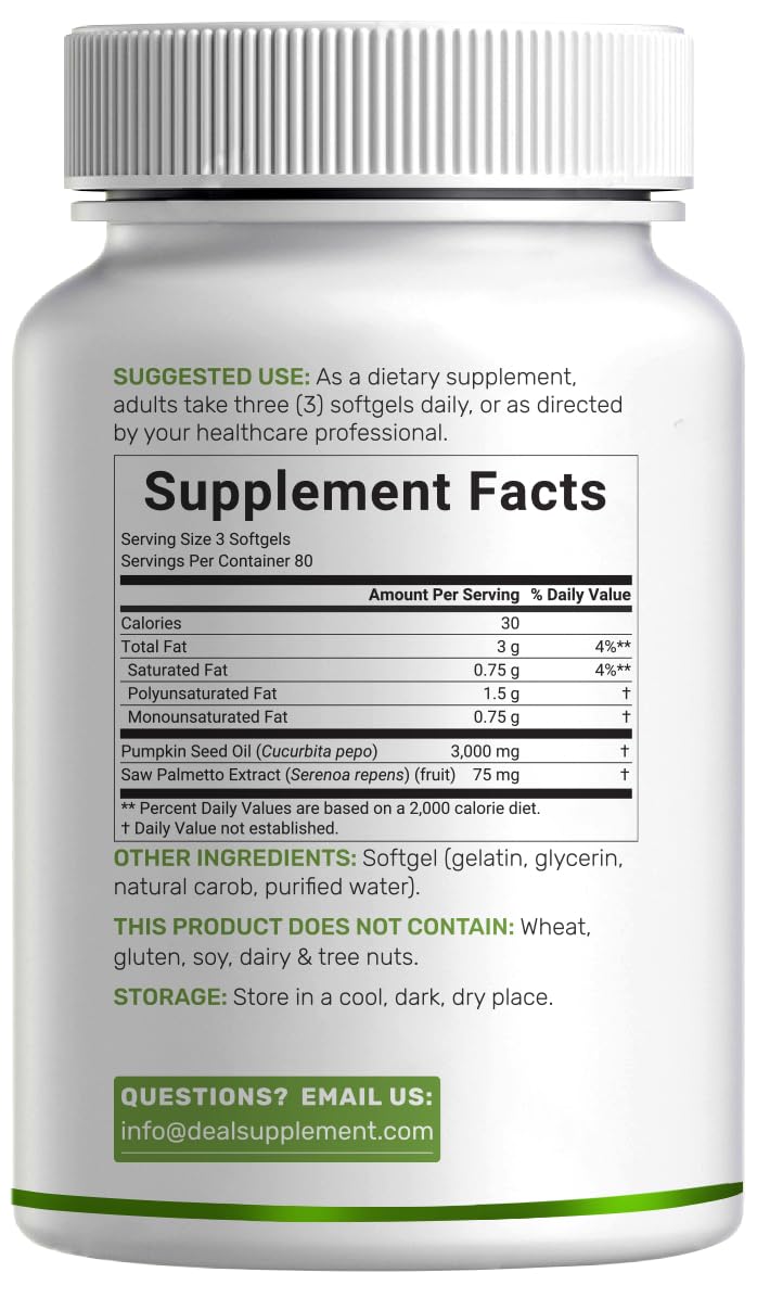 Pumpkin Seed Oil 3,000mg with Saw Palmetto, 240 Softgels ‚Äì Cold Pressed Extract with Virgin Oil ‚Äì Supports Prostate Health & Normal Urinary Frequency ‚Äì DHT Blocker for Hair Growth ‚Äì Non-GMO - BeesActive Australia