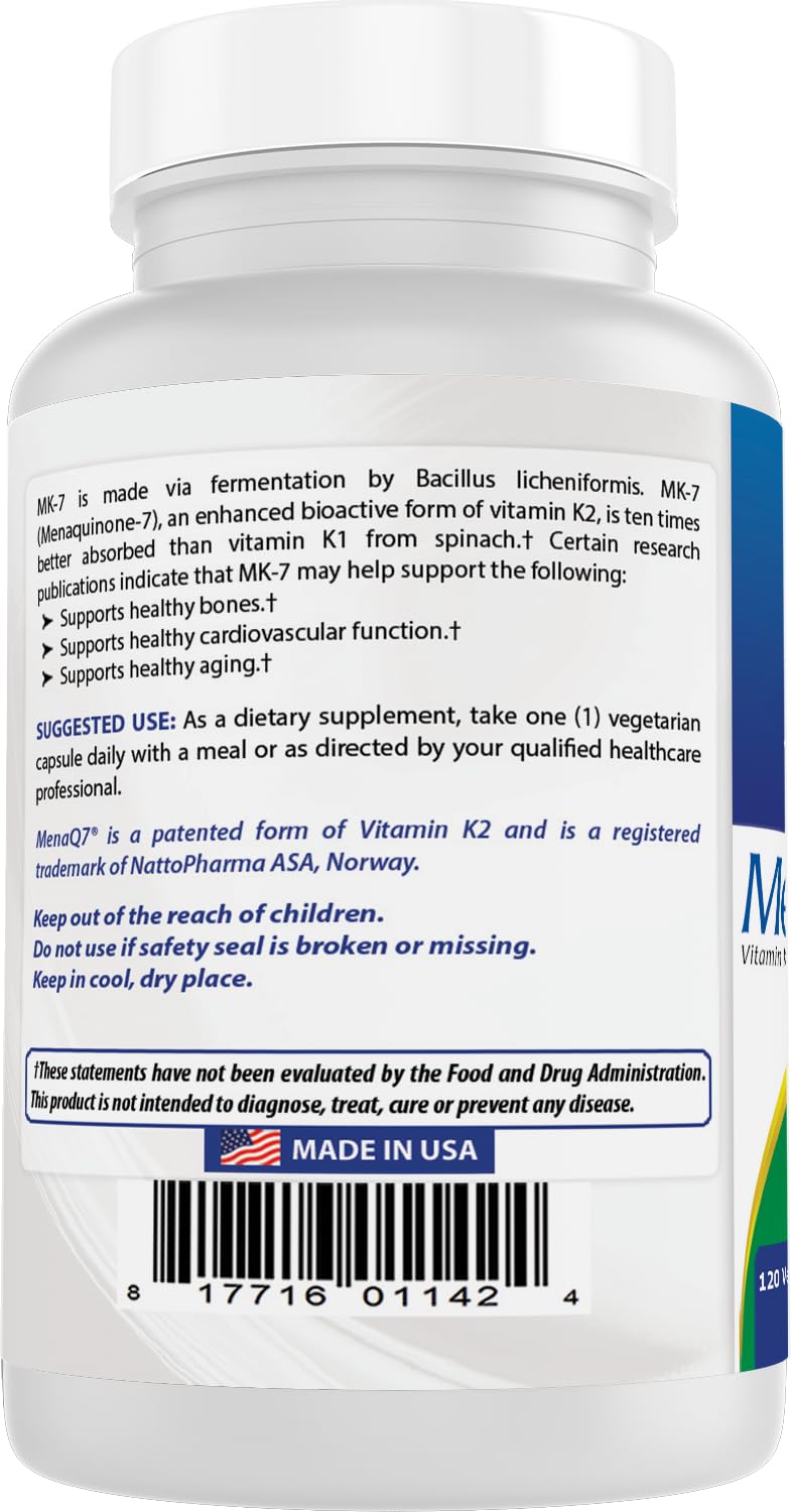 Best Naturals MK-7 Vitamin K2 100 mcg 120 Vcaps