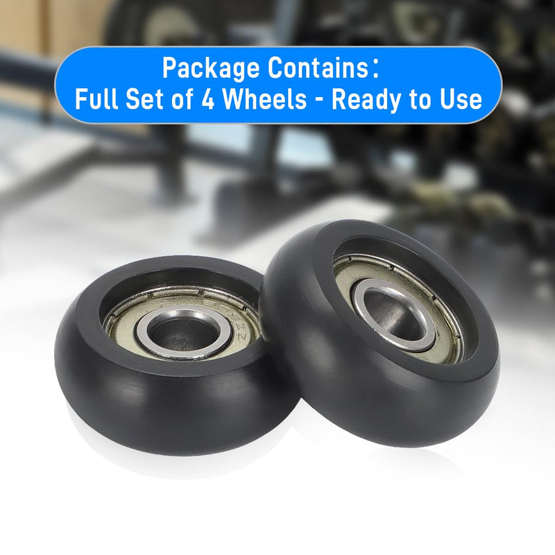 Replacement Roller Wheels For Aero Pilates Reformer Set of 4, Easy to Install, Smooth & Quiet Glide,Black Black