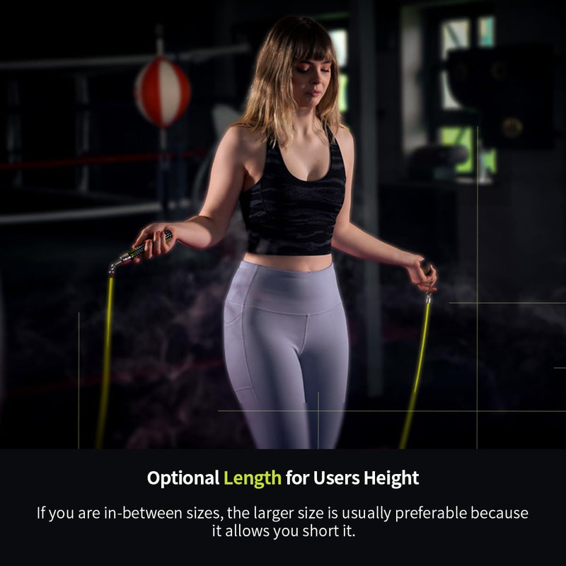 HEREROPE 1/4LB Weighted Jump Rope for Speed, Cardio, Boxing & Workout, Skipping Rope with Ball-bearing, Comfortable & Ergonomic Grip, Tangle Free Cable, Jump Ropes for Men Women Fitness Lemon L - 9'0"(User Height 5'7.5" - 6'0")