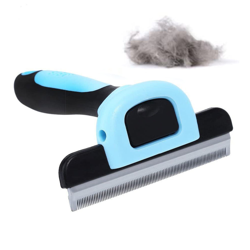 SunGrow Dog and Cat Deshedding Brush, Minimizes Shedding, Enhances Coat Health, Gentle on Skin, Suitable for Rabbits & Ferrets, 4" Steel Blade Blue ( 4” Blade ) - BeesActive Australia