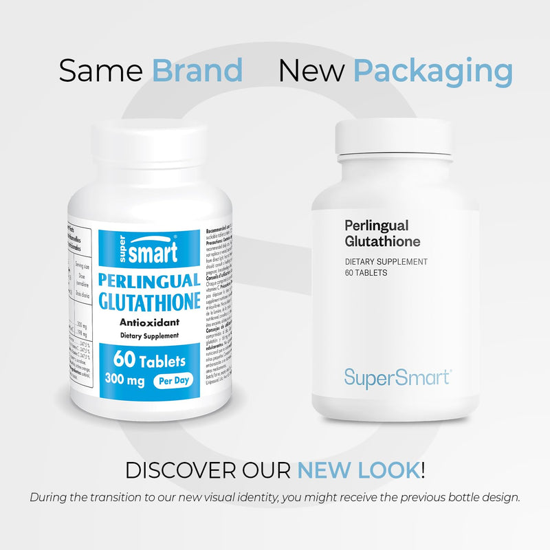 Supersmart Perlingual Glutathione (Easy Absorption) - Enhanced Reduced Glutathione with Vitamin C - Antioxidant Supplement | Non-GMO & Gluten-Free - 60 Tablets