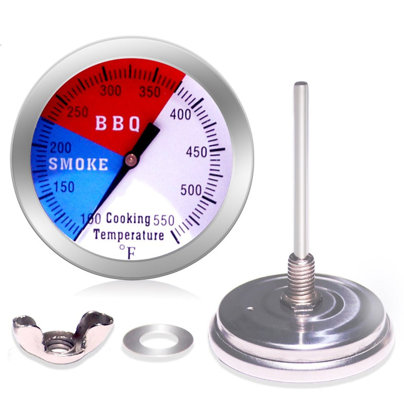 BBQ Thermometer Gauge - Charcoal Grill Pit Smoker Temp Gauge Grill Thermometer with Fahrenheit and Heat Indicator (2 Pack) 2 Pack