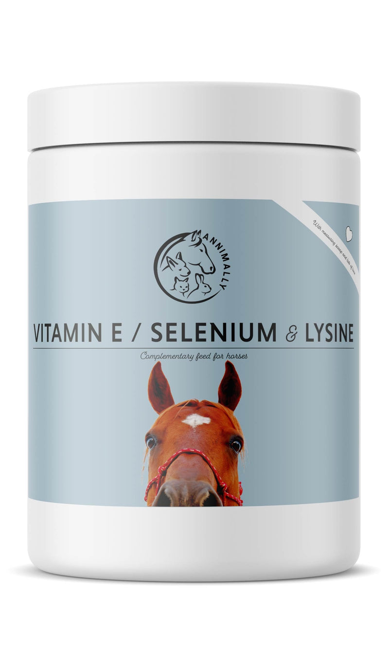 Annimally Vitamin E, Selenium & Lysine for Horses 800 g - Daily Supplement Powder for Muscle Support with Vitamin E, Selenium & Lysine, Made in Germany
