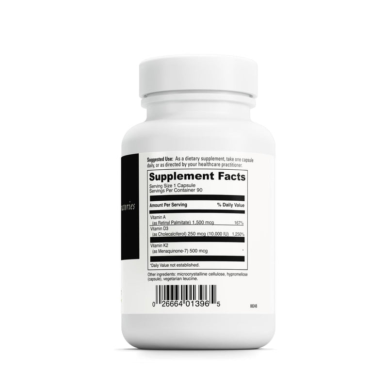 DAVINCI Labs ADK 10 - Helps Support Bone, Heart & Immune Health - Dietary Supplement with Vitamins A, D3 & K2 (as MK-7) - Vegetarian, Gluten Free & Soy Free - 90 Capsules