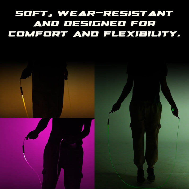 Elite Jumps - Light Show LED Jump Rope - For Kids & Adults - Durable & Lightweight - Adjustable Length & USB Rechargeable - Tangle-Free Jumping Rope for Fun & Exercise - 6 Vibrant Colors Single LED
