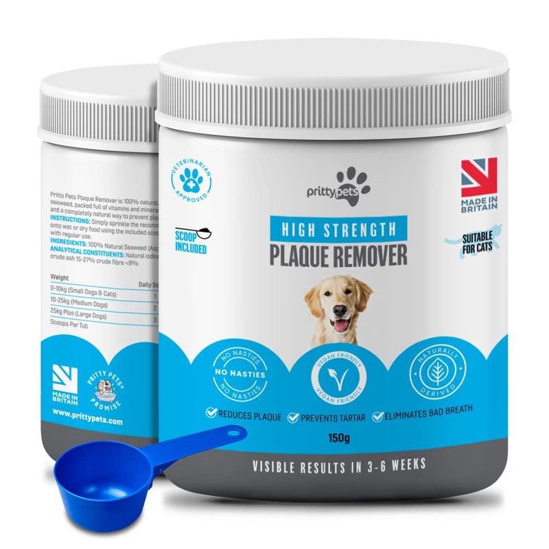 Plaque Off Powder for Dogs and Cats – 100% Natural Dental Care, Helps Reduce Tartar & Bad Breath, Easy Food Topper for Daily Oral Hygiene, Dog Plaque Remover for Teeth (150g) 150g